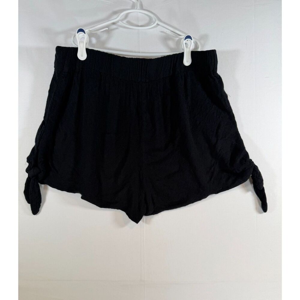 Free People Bella Embroidered Side Tie Shorts Medium Black Paperbag Casual